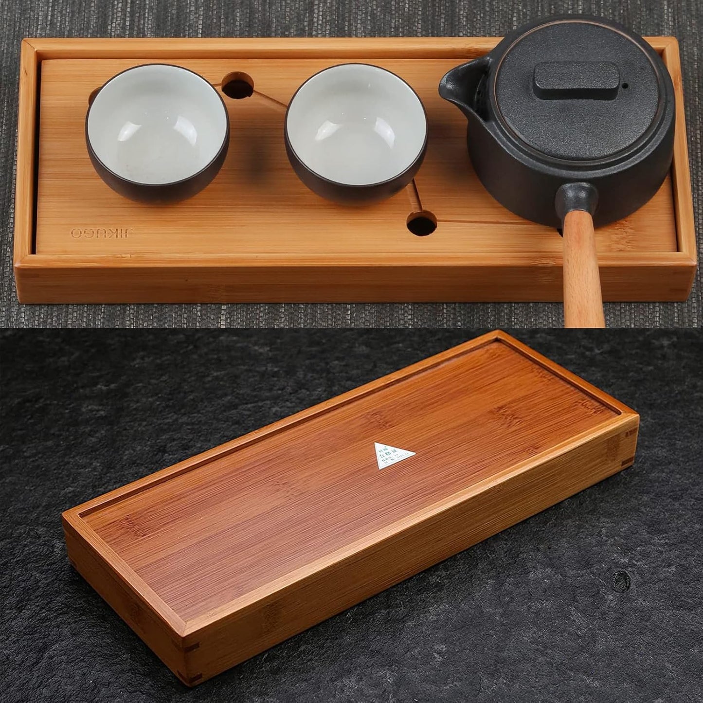 Bamboo Tea Tray for Gongfu Tea Service - Traditional Chinese and Japanese Tea Table with Water Storage