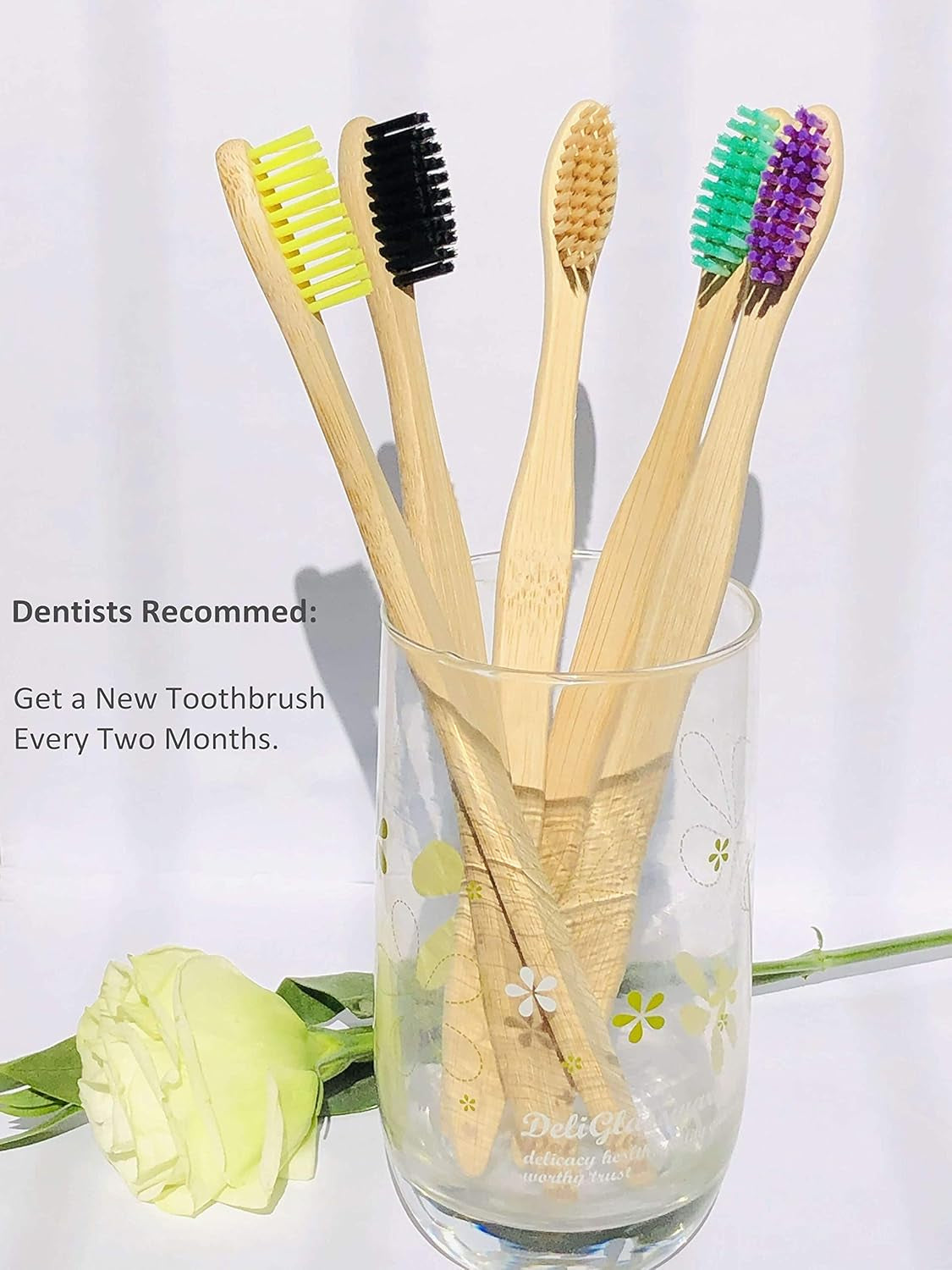 Eco-Friendly Bamboo Toothbrushes - 10-Pack with Medium Firm Bristles - Biodegradable Wooden Toothbrushes