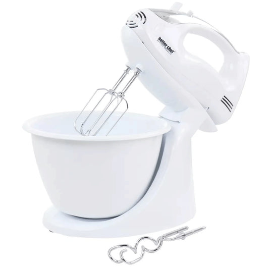 Better Chef 200-Watt 5-Speed Stand/Hand Mixer with Mixing Bowl – White