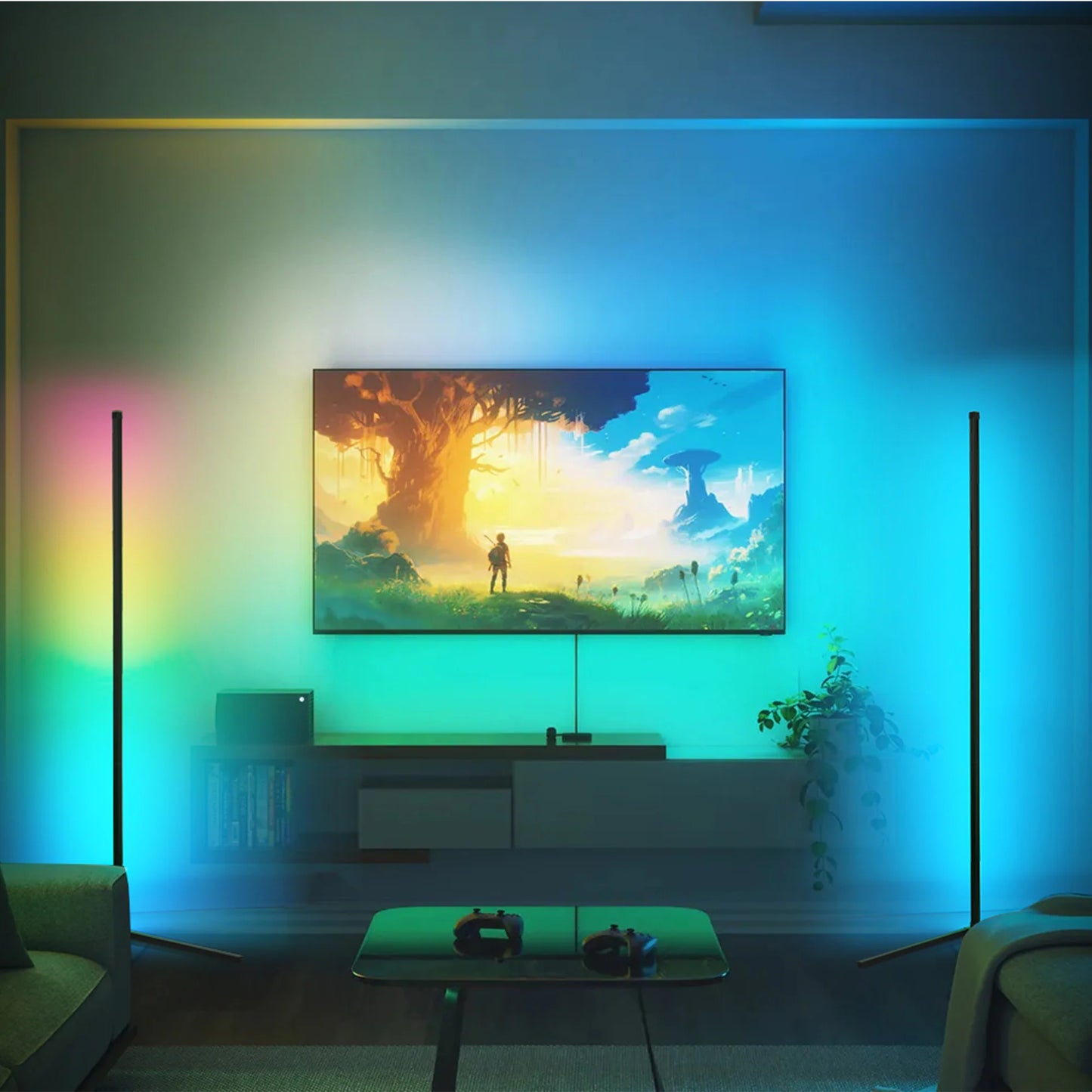 RGB Corner Floor Lamp with App Control & Music Sync Feature