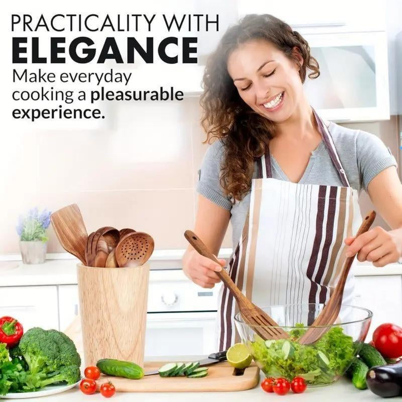  Wooden Kitchen Utensils Set - 8 PCs 