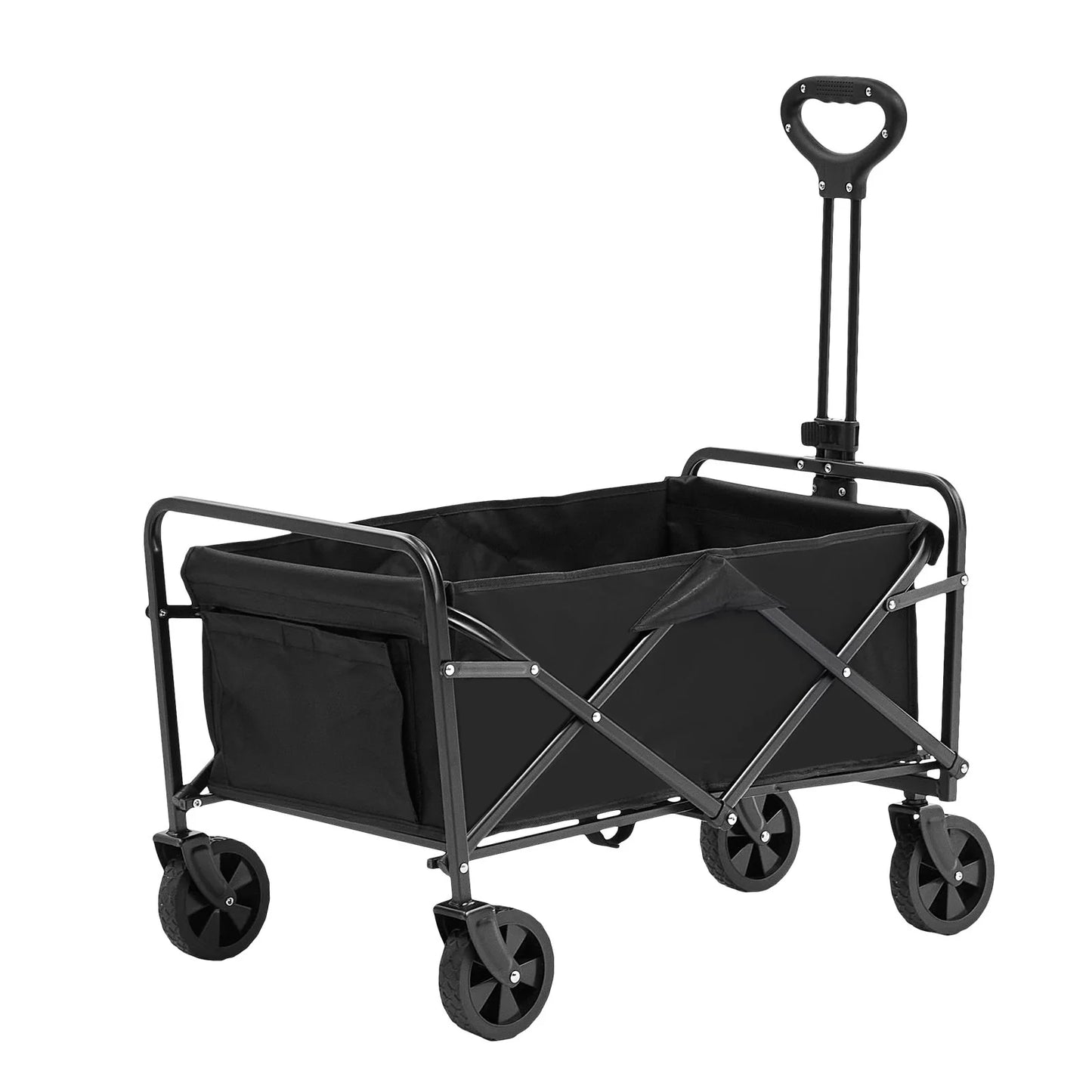 VEVOR Collapsible Folding Wagon – 2 Cu.Ft Beach Cart with 5" All-Terrain Wheels, 220 lbs Capacity, Drink Holders – Ideal for Camping, Shopping & Outdoor Use