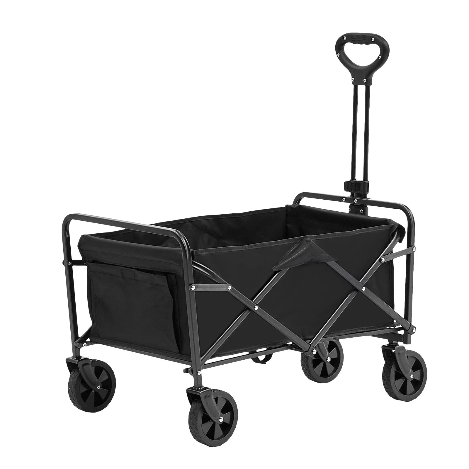 VEVOR Collapsible Folding Wagon – 2 Cu.Ft Beach Cart with 5" All-Terrain Wheels, 220 lbs Capacity, Drink Holders – Ideal for Camping, Shopping & Outdoor Use