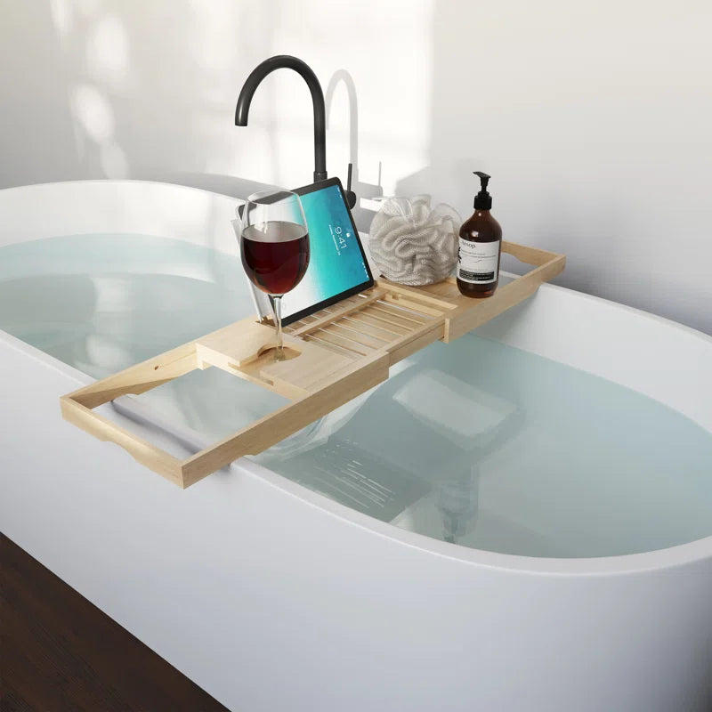 Transform Your Bathing Experience with the Elegant Gardner Bamboo Bathtub Tray - Featuring Adjustable Sides for Ultimate Comfort and Convenience