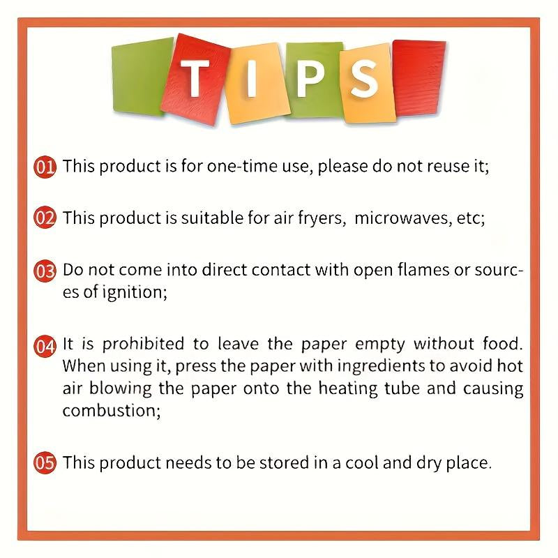 Parchment Paper for Air Fryer Microwave Safe - 100 Pcs