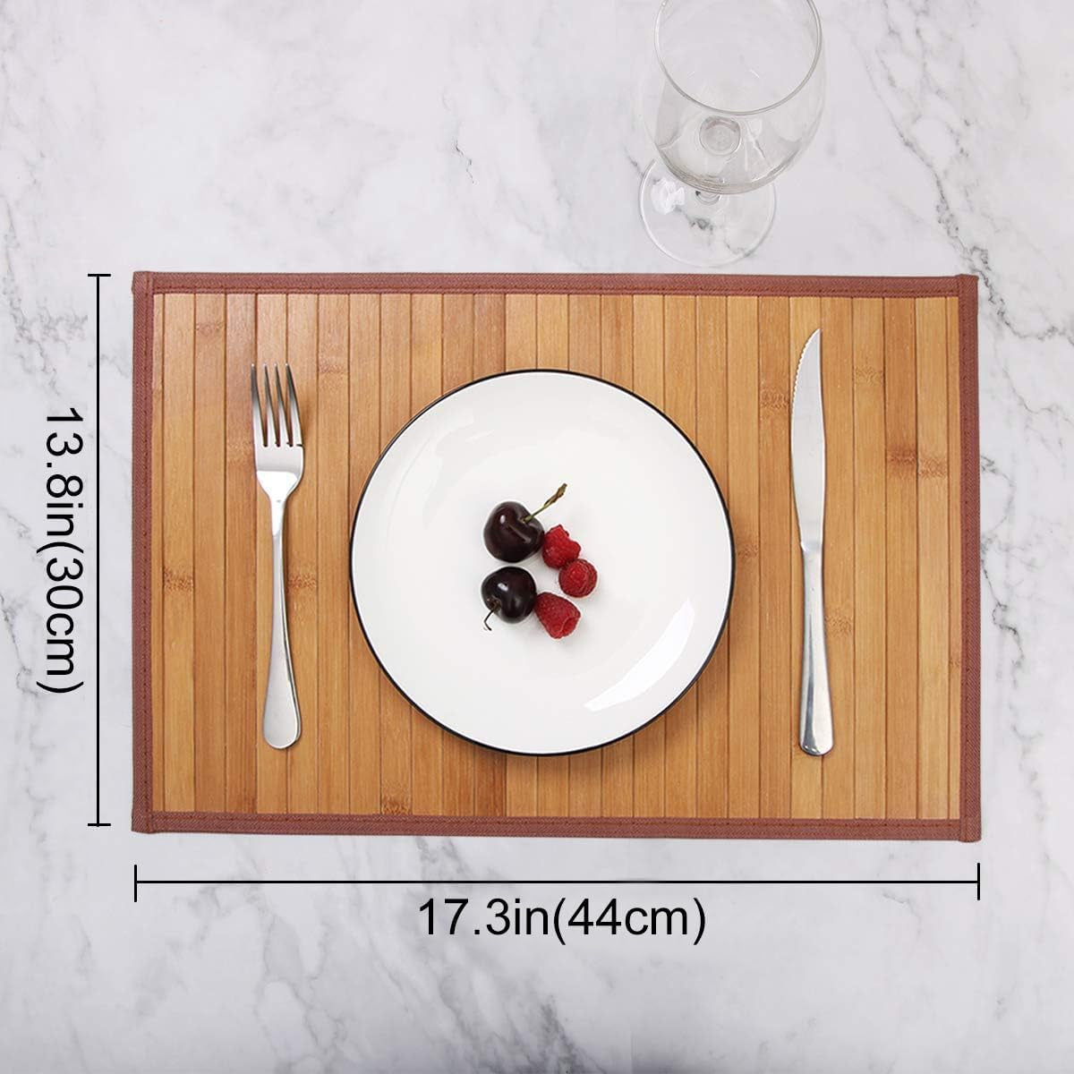 Bamboo Dining Table Placemats Set of 4 - Stain and Heat Resistant, Durable Kitchen Table Mats