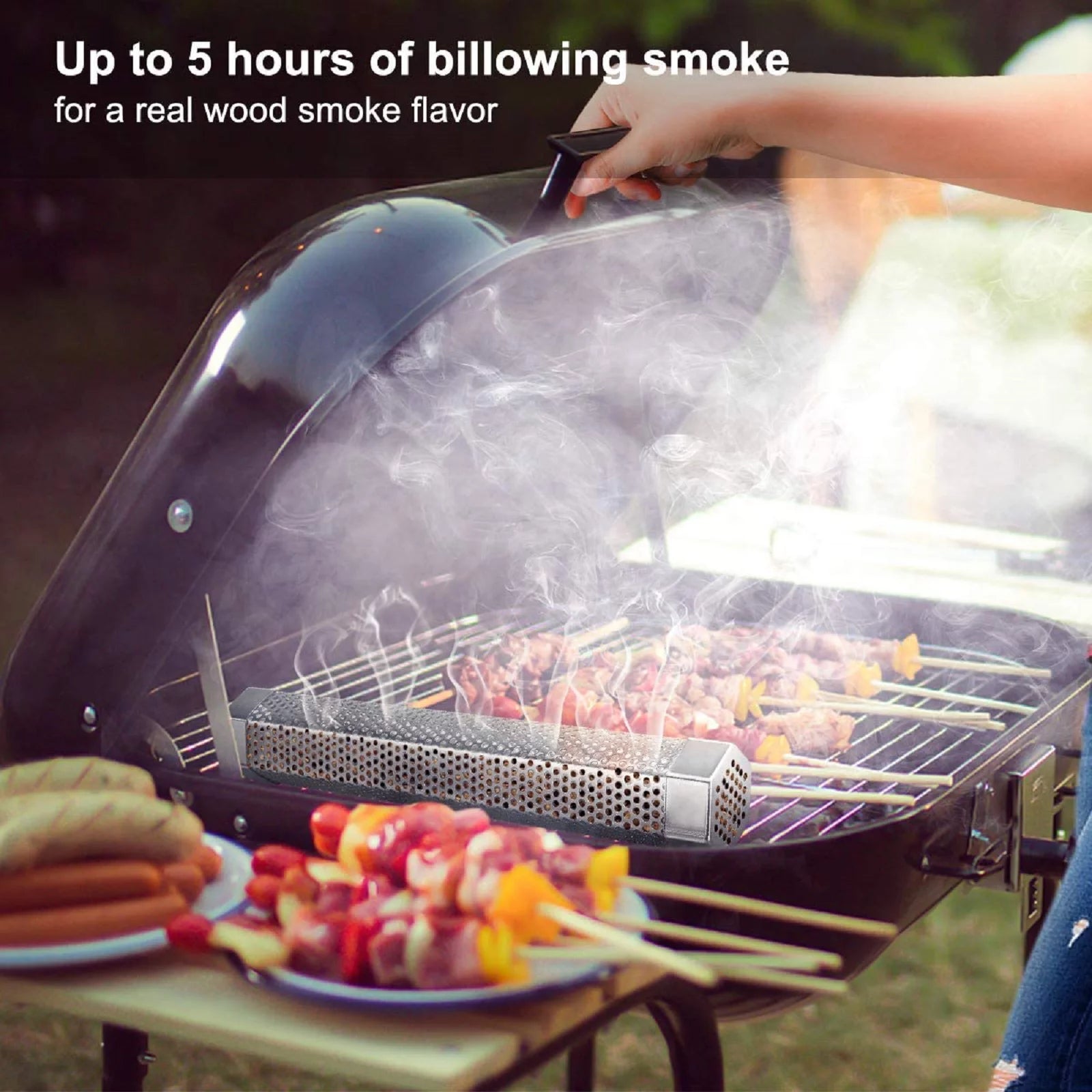 12-Inch Pellet Smoker Tube for All Grills and Smokers – Stainless Steel Smoke Tube for Cold and Hot Smoking – Long-Lasting 5-Hour BBQ Smoke with Wood Pellets or Chips
