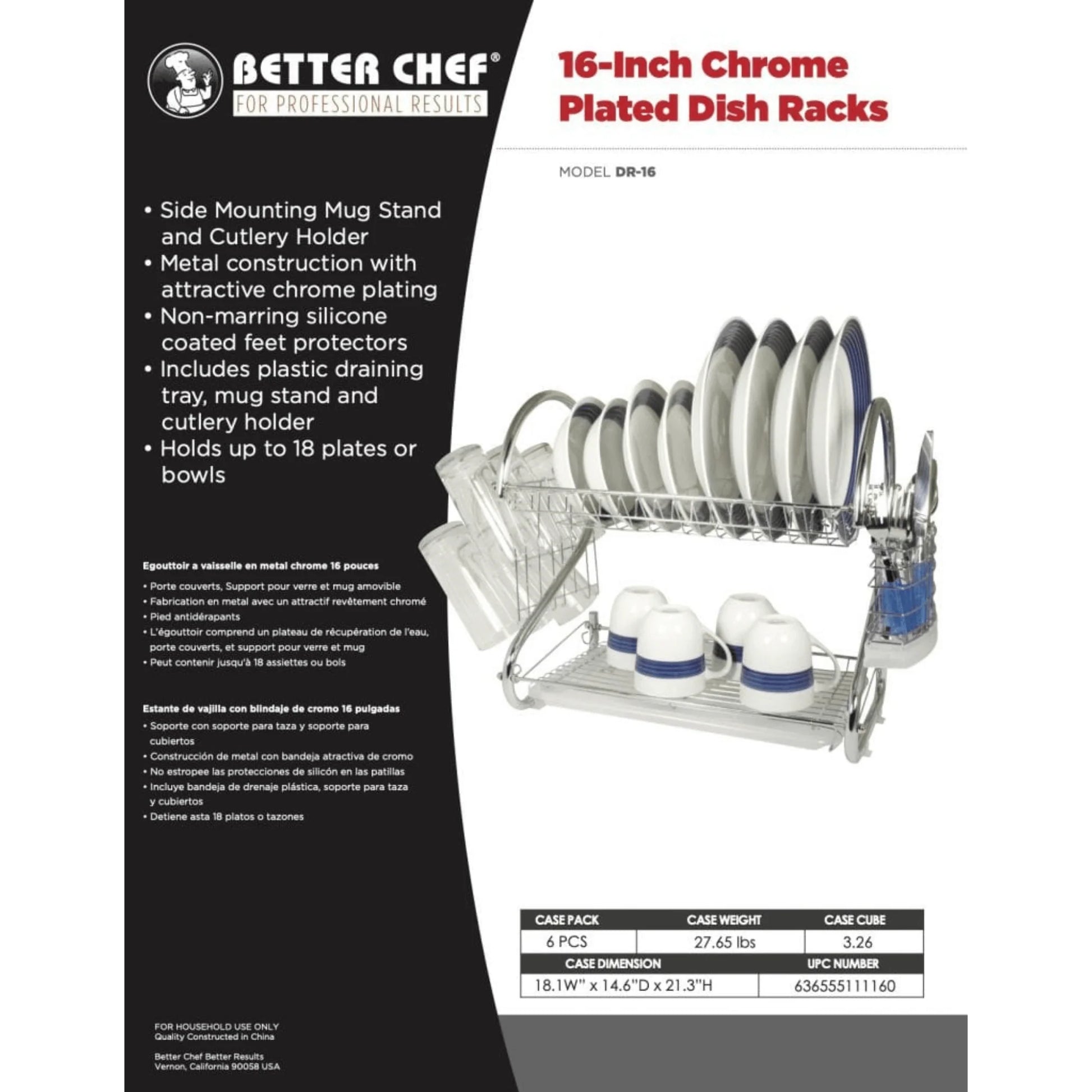 Better Chef 16-inch Chrome-Plated 2-Level S-Shaped Dish Drying Rack