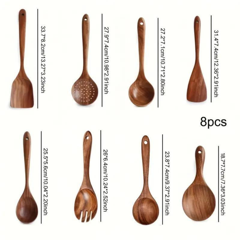 Wooden Kitchen Utensils Set - 8 PCs 