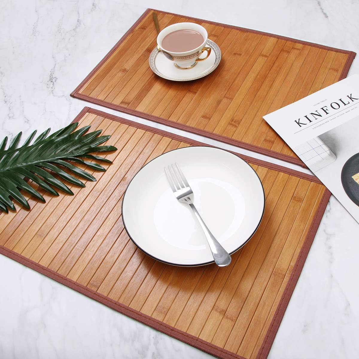 Bamboo Dining Table Placemats Set of 4 - Stain and Heat Resistant, Durable Kitchen Table Mats
