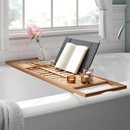 Transform Your Bathing Experience with the Elegant Gardner Bamboo Bathtub Tray - Featuring Adjustable Sides for Ultimate Comfort and Convenience