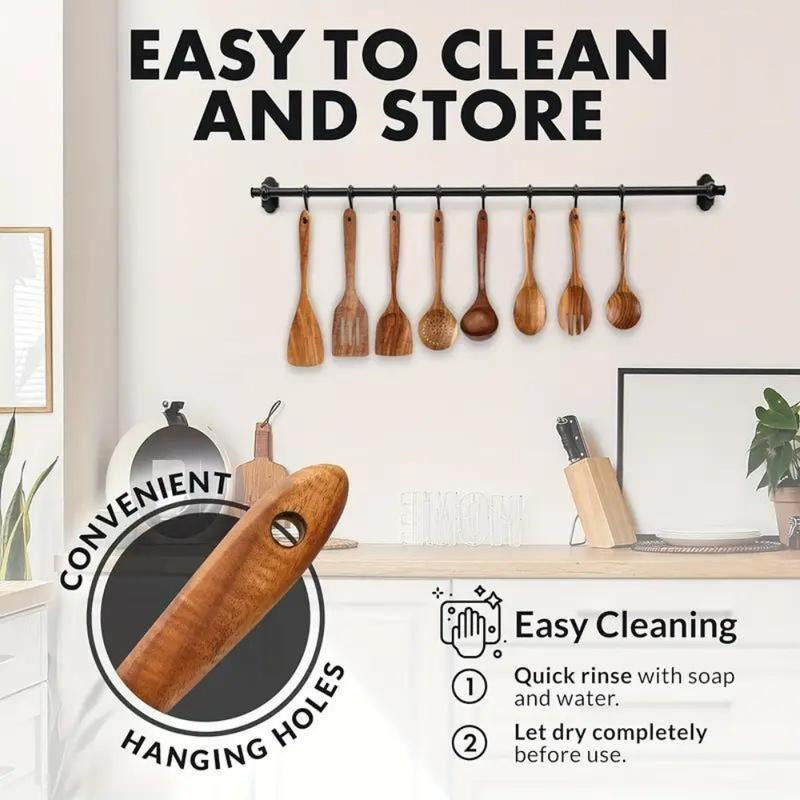  Wooden Kitchen Utensils Set - 8 PCs 