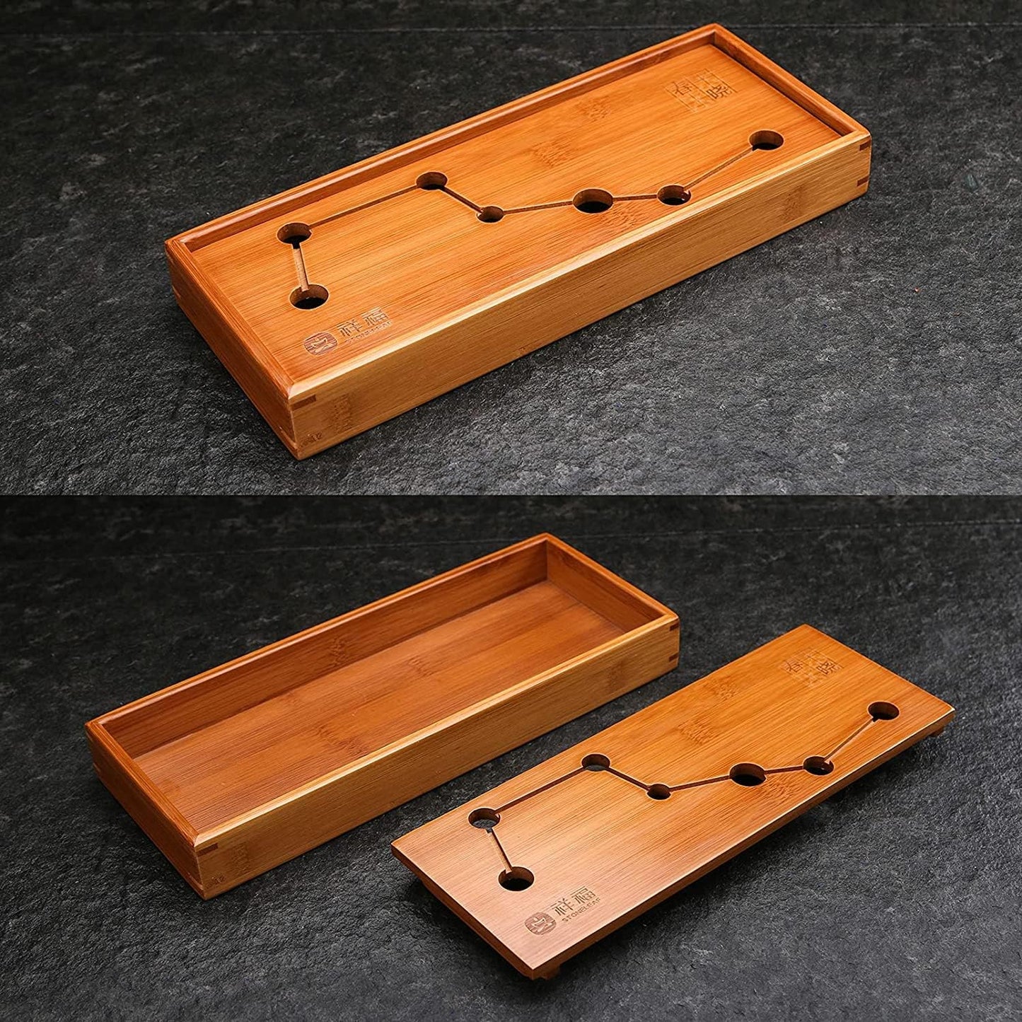 Bamboo Tea Tray for Gongfu Tea Service - Traditional Chinese and Japanese Tea Table with Water Storage