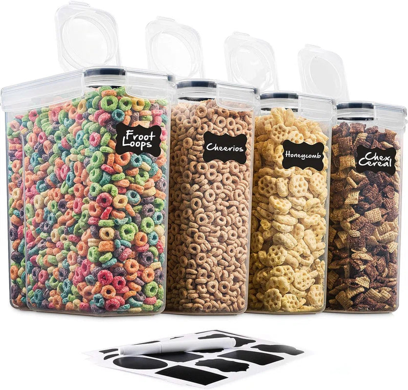 Keil Set of 4 Airtight Food Storage Containers – 135.5 oz Large Capacity for Cereal, Pasta, Grains & Snacks