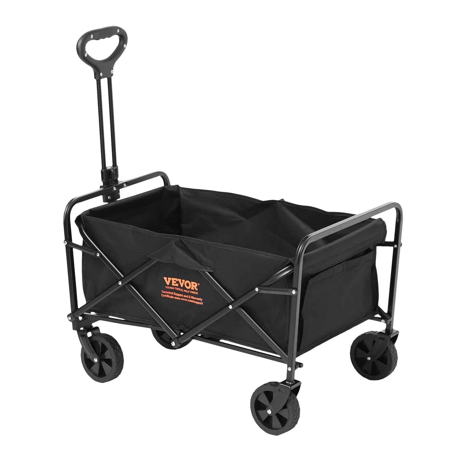 VEVOR Collapsible Folding Wagon – 2 Cu.Ft Beach Cart with 5" All-Terrain Wheels, 220 lbs Capacity, Drink Holders – Ideal for Camping, Shopping & Outdoor Use