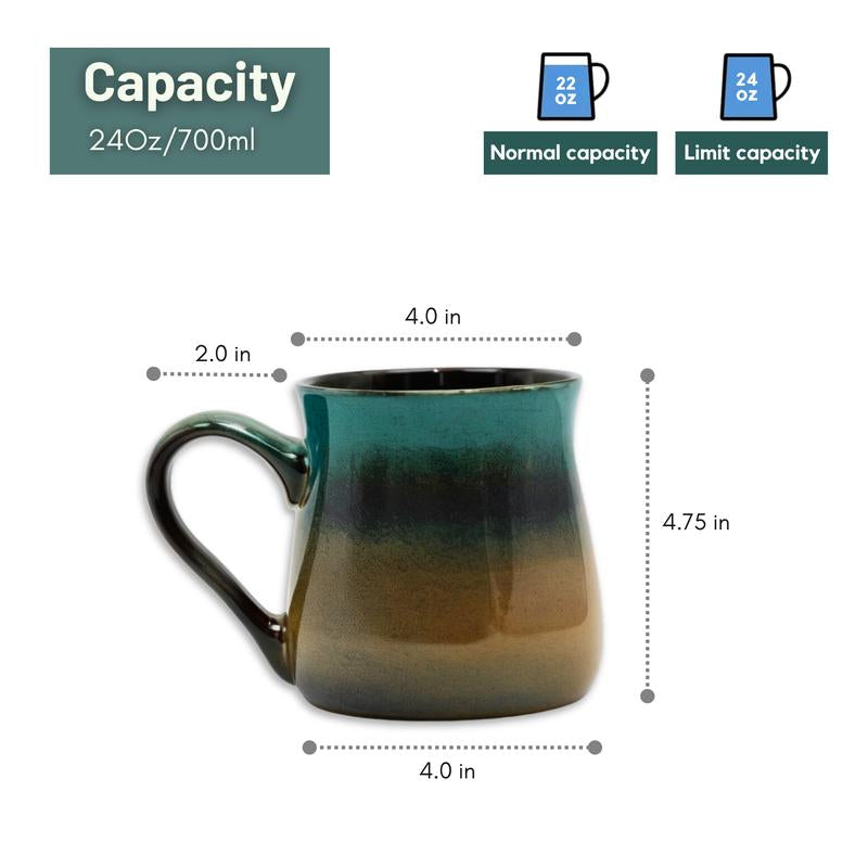  Large Coffee Tea Mug with Big Handle - 24 Oz  