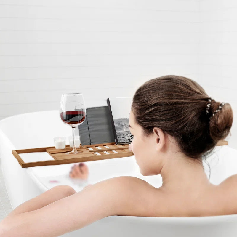 Transform Your Bathing Experience with the Elegant Gardner Bamboo Bathtub Tray - Featuring Adjustable Sides for Ultimate Comfort and Convenience