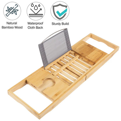 Transform Your Bathing Experience with the Elegant Gardner Bamboo Bathtub Tray - Featuring Adjustable Sides for Ultimate Comfort and Convenience