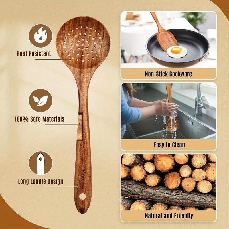  Wooden Kitchen Utensils Set - 8 PCs 