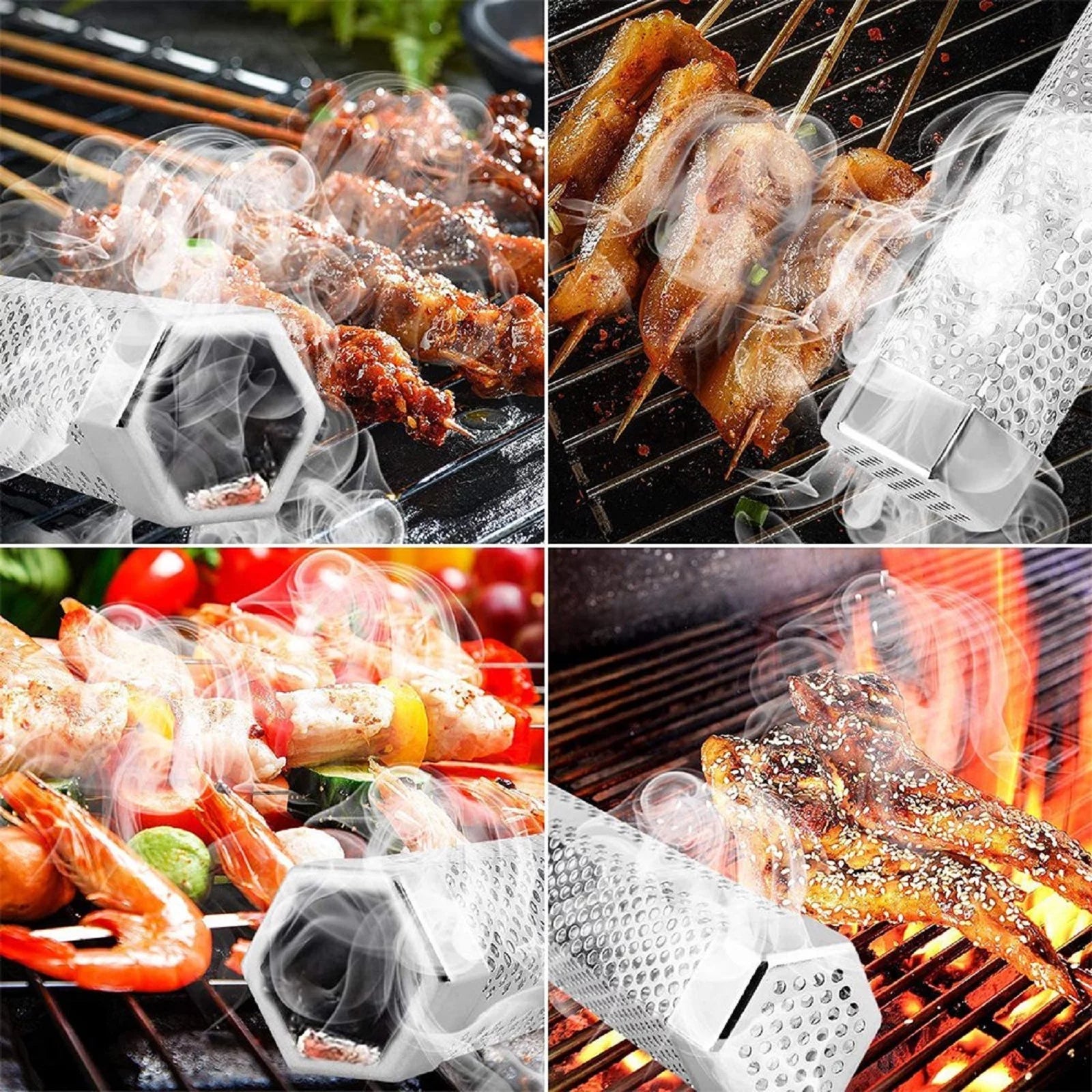12-Inch Pellet Smoker Tube for All Grills and Smokers – Stainless Steel Smoke Tube for Cold and Hot Smoking – Long-Lasting 5-Hour BBQ Smoke with Wood Pellets or Chips